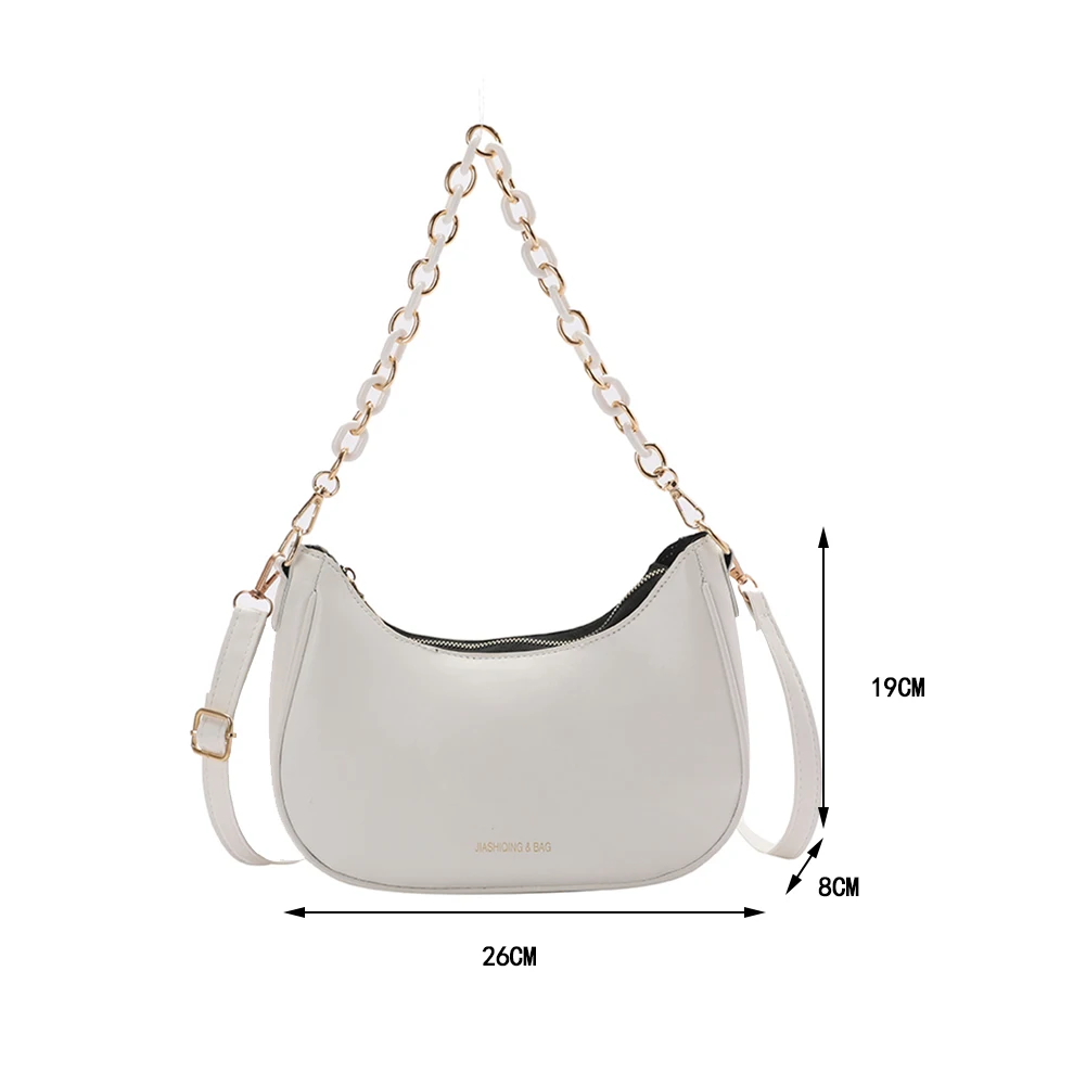 

Pink Bags for Women PU Leather Purses and Handbags Casual Lady Baguette Shoulder Crossbody Bag Thick Chain Tote Bolsas sac femme