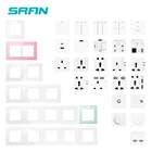 Стеклянная панель SRAN серии A6, выключатель света, 3 контакта, 5 контактов, USB TV, RJ45, DIY модуль