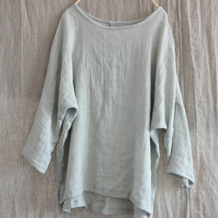 

Women Loose Bat Sleeve Solid Color T-shirt Tops Female 2020 Summer Cotton Linen Tees Shirt Female Tee Shirt