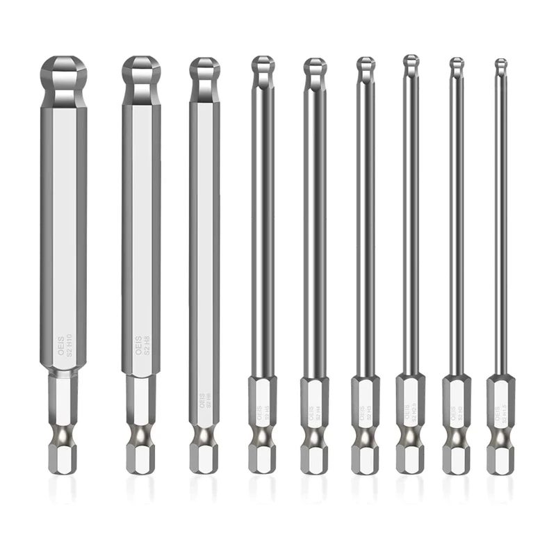 

Metric Ball End Hex Screwdriver Bit Set Magnetic Ball Head Allen Bits 2.5-8mm