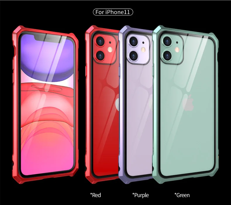 Роскошный металлический корпус для iphone 11 Pro Max, задняя крышка из закаленного стекла для iphone 11 Pro, алюминиевая рамка для iphone 11