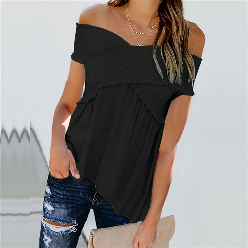 

Fashion Women Summer Casual Off Shoulder Tank Top Vest Blouse Sleeveless Streetwear Top Shirt Pleated Sleeveless Party Blouse