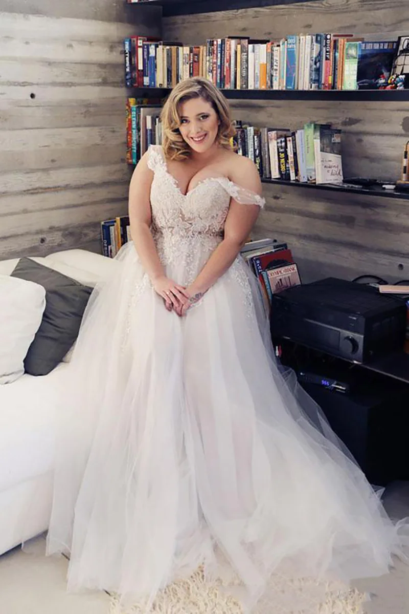 Женское свадебное платье с открытыми плечами SoDigne кружевное пляжное размера плюс