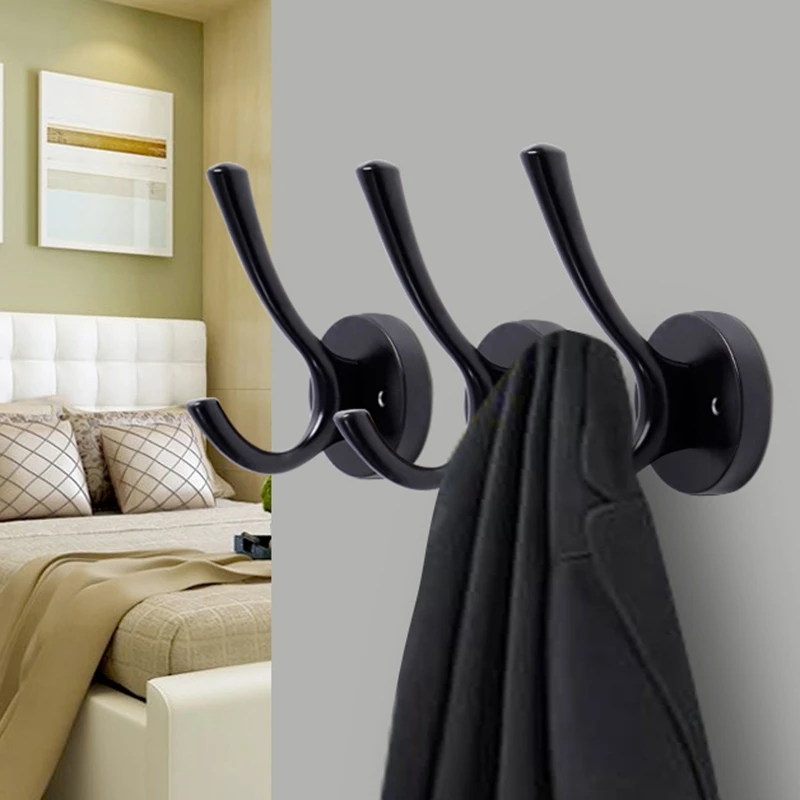 

8 Pack Hardware Heavy Duty Wall Hooks for Hanging Coats Double Wall Mounted Robe Hook for Key, Towel, Bags, Cup, Hat