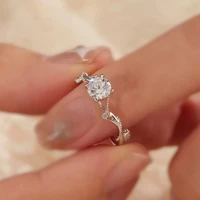 modern silver surge rings for women simple white zircon hollow flower moissanite ring female fashion wedding party jewelry gift