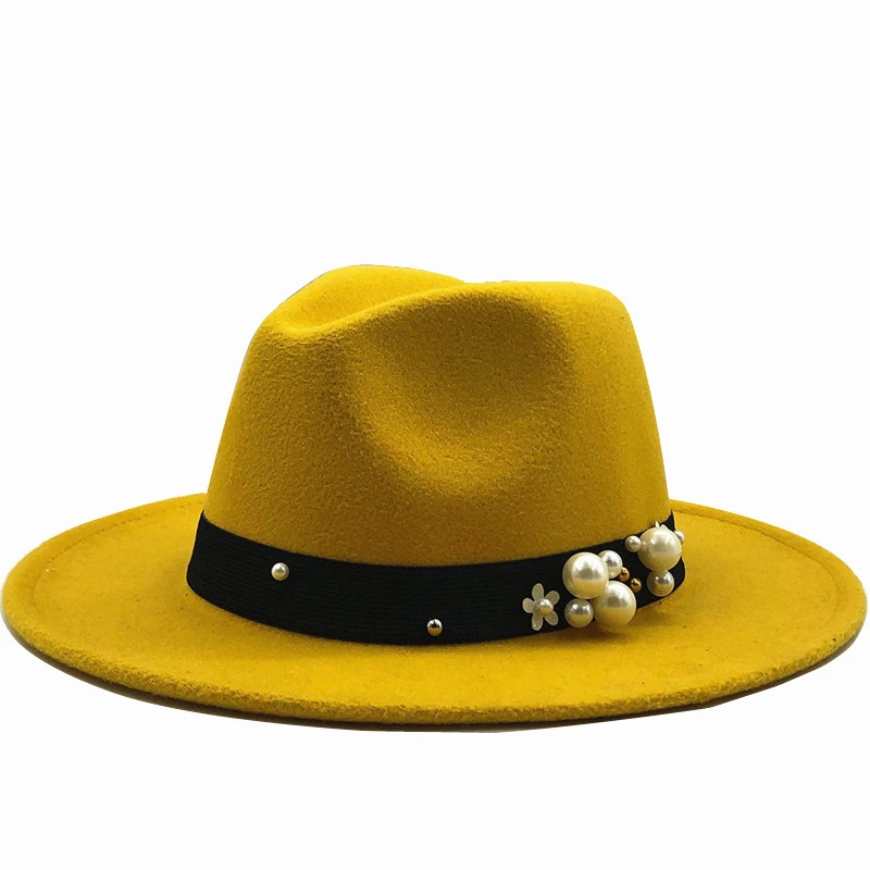 Новая Зимняя шерстяная фетровая шляпа для женщин с широкими полями Дамская