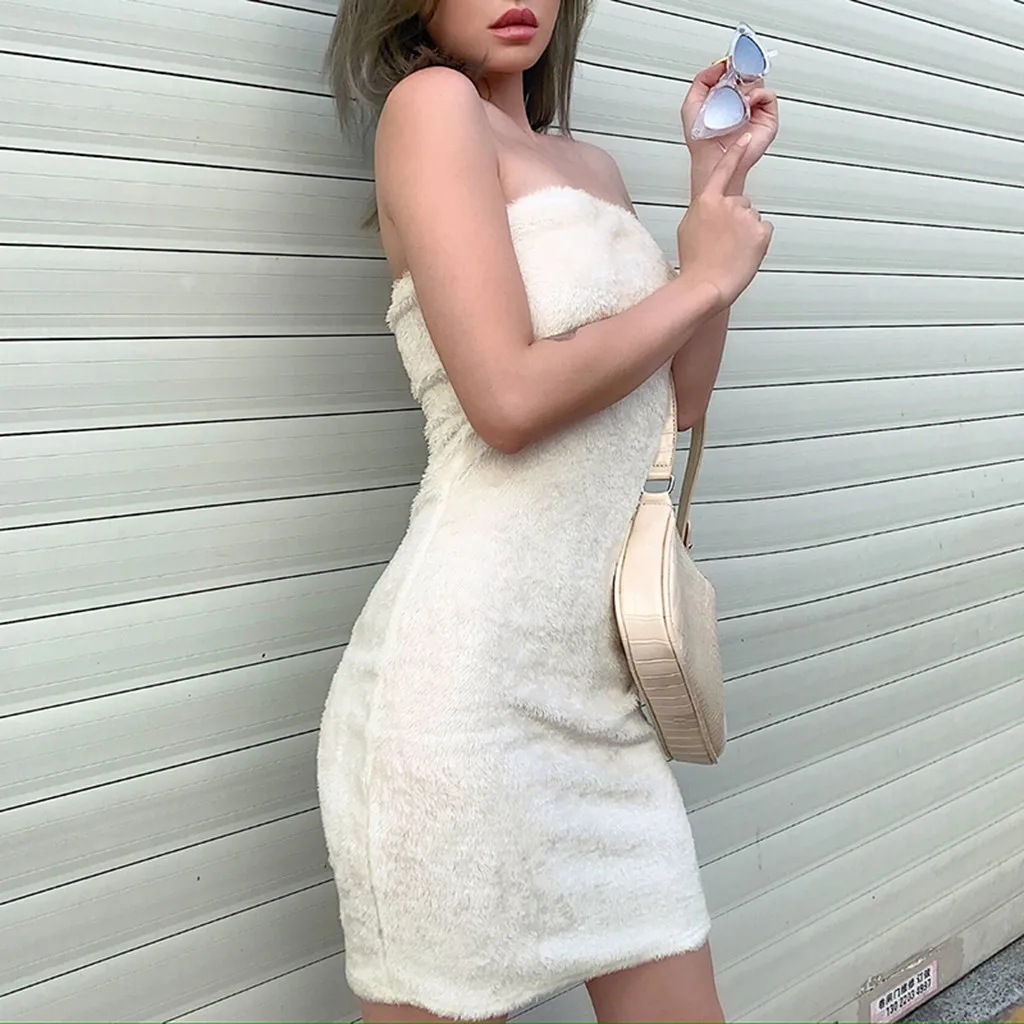Зимнее сексуальное платье свитер женское повседневное однотонное без рукавов