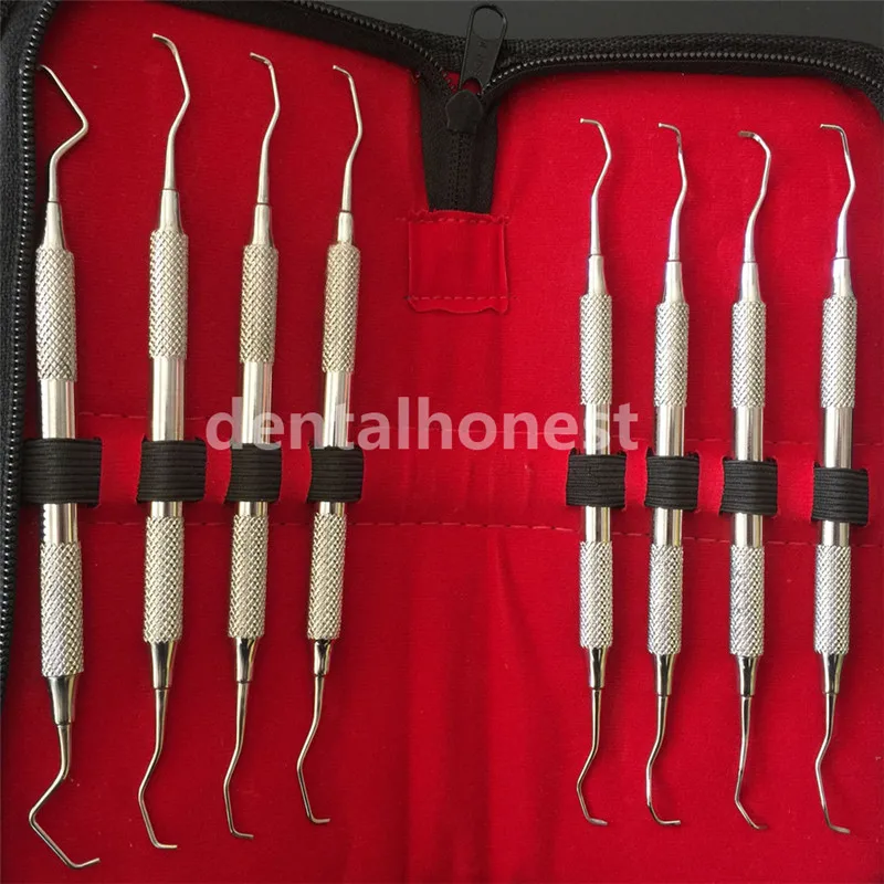 2019 new Dental Gracey curettes Set of 8 Periodontal Scaler Calculus Stainless Steel scaler dental tool kit teeth cleaning | Красота и