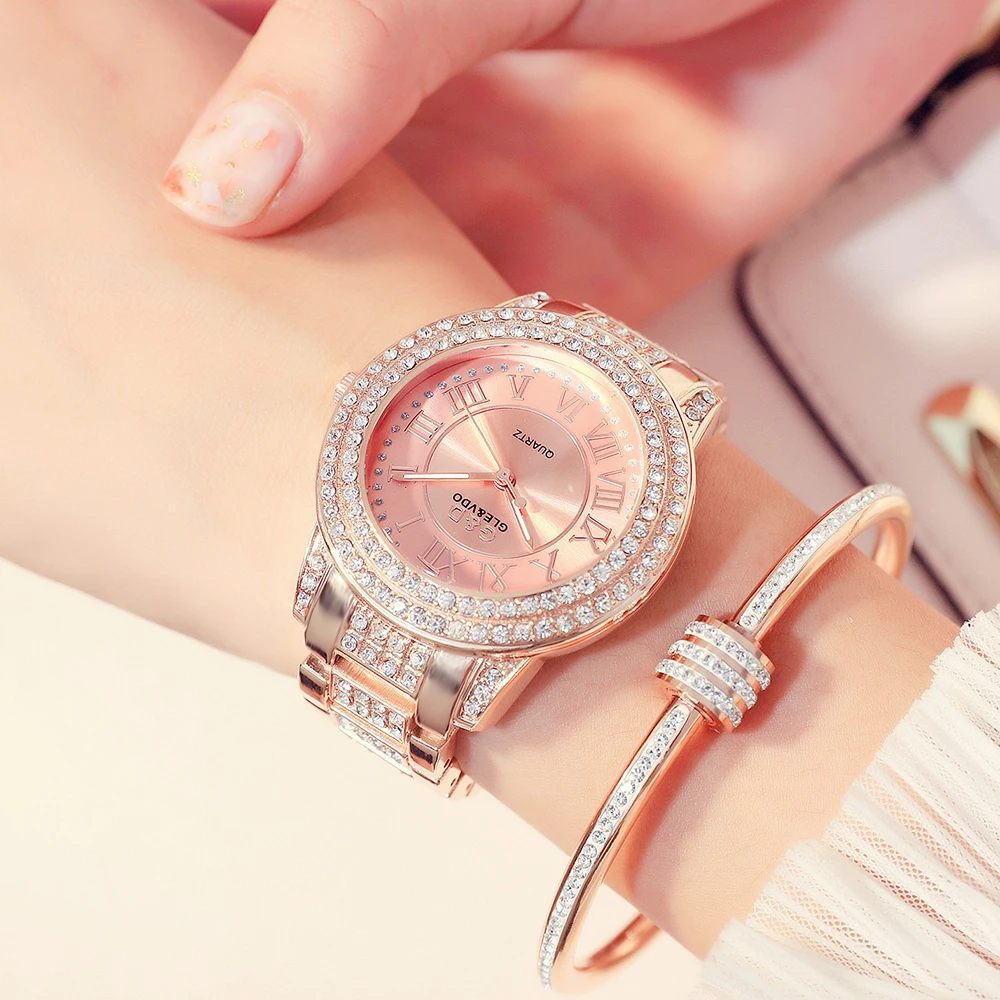 

New Luxury Women Quartz Watch Fashion Casual Ladies Watch Female Quartz Gold Watch Crystal Diamond For Women Clock Montre Femme