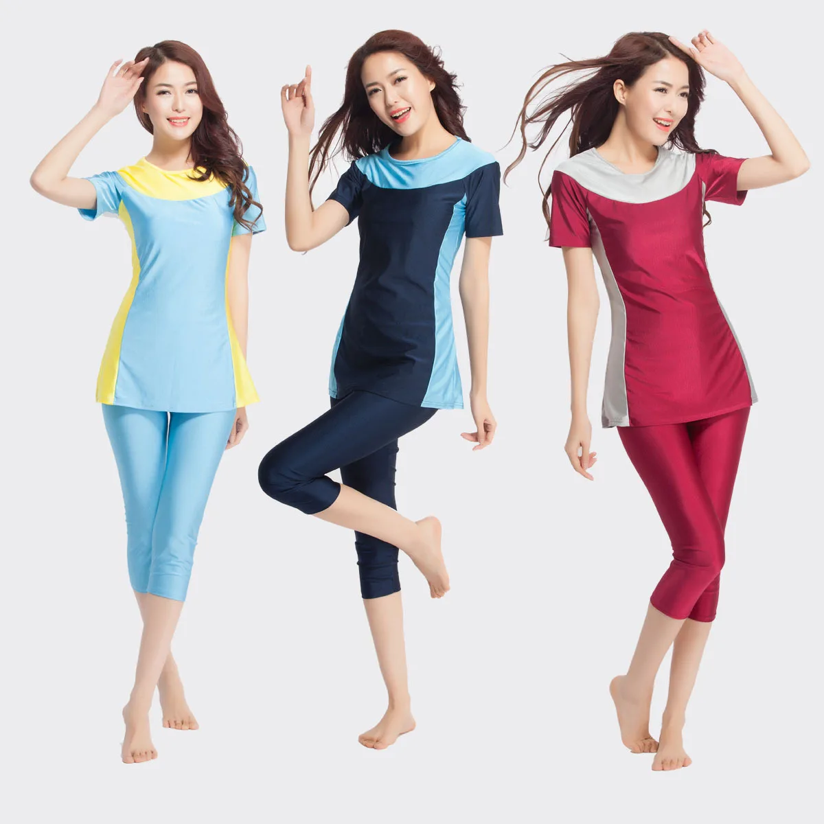 

Islam Lady Top Suit And Pants Set Water Sports Equipment Swimming Wear Woman XXXL Muslim Swimsuit