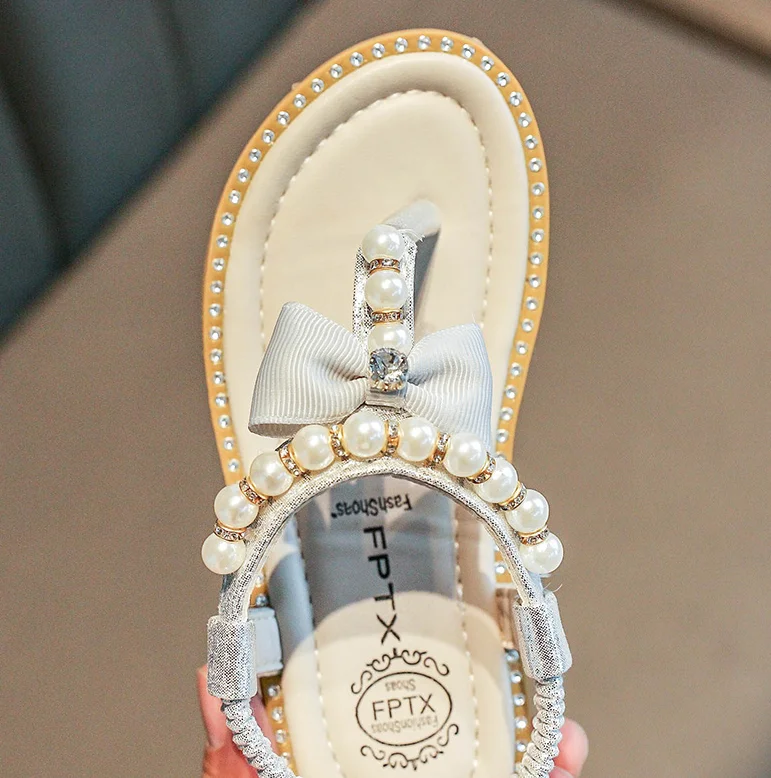 Сандалии для девочек летняя детская обувь с жемчугом принцессы сандалии