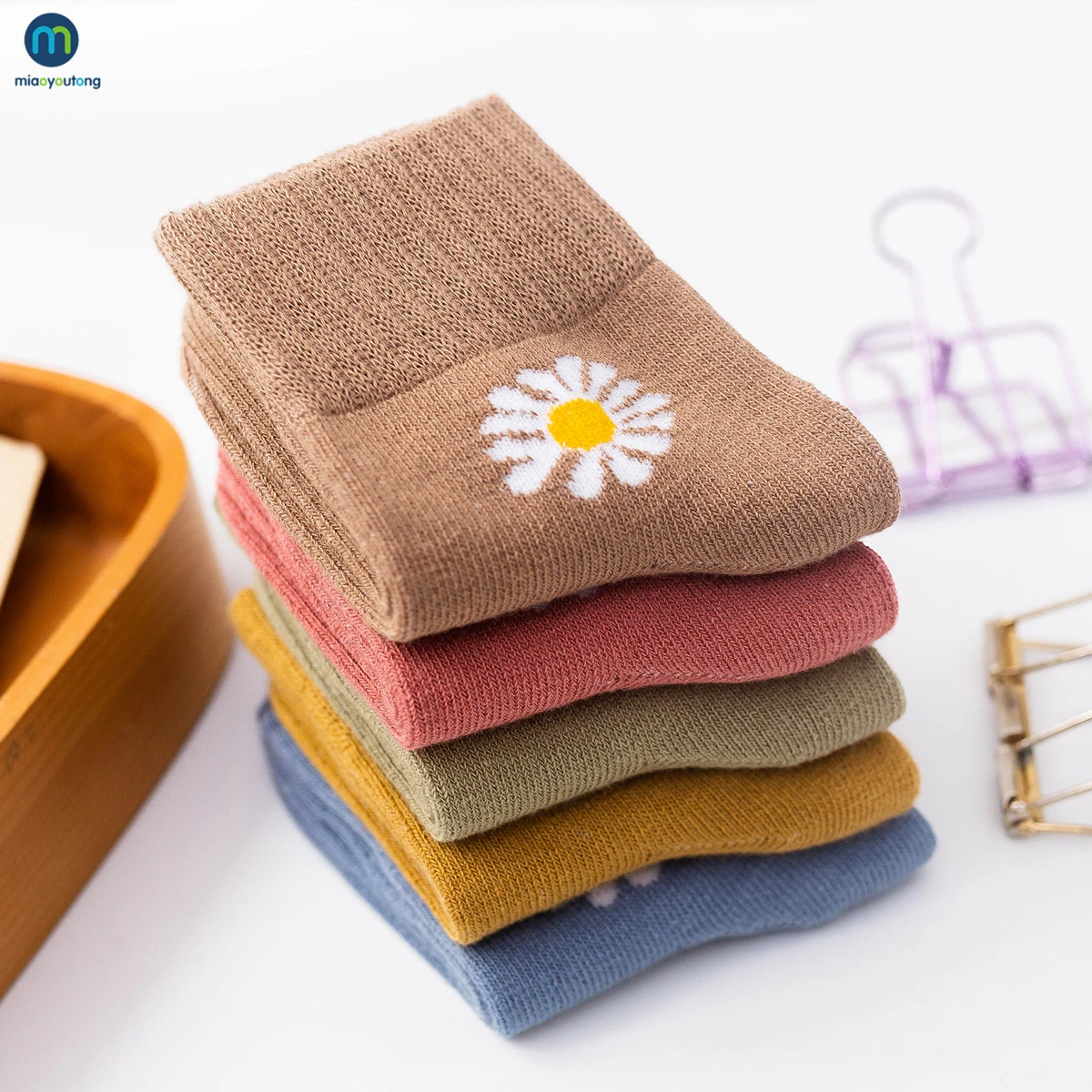 5 Pairs/Lot Children's Socks Cute Daisy Flowers Kids Cotton Socks Baby Girl Socks For 1-12 Years Autumn And Winter Miaoyoutong
