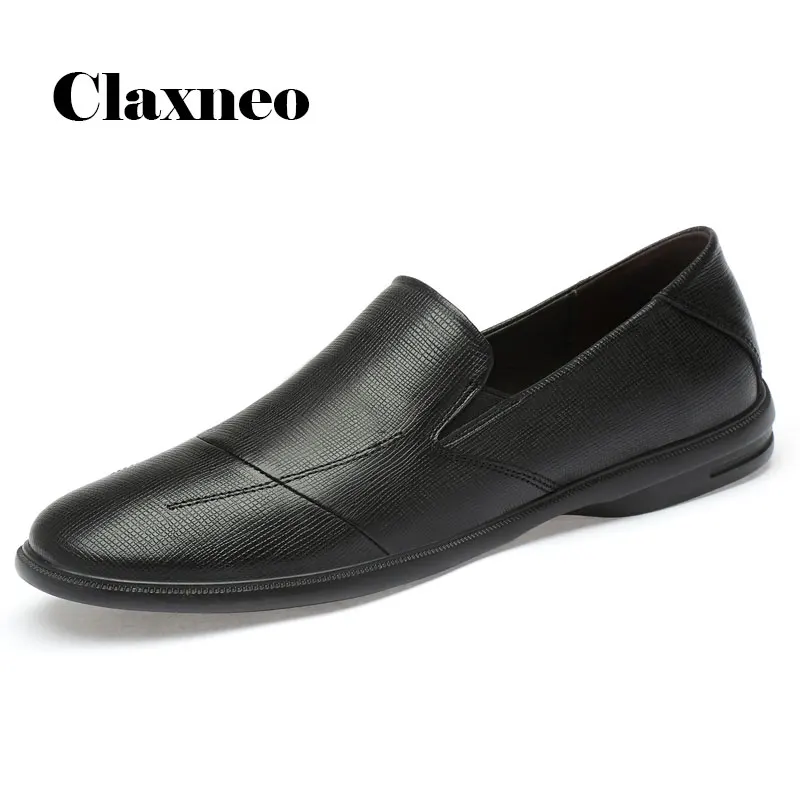 Лоферы CLAXNEO мужские из натуральной кожи дышащие без застежки Мокасины плоская