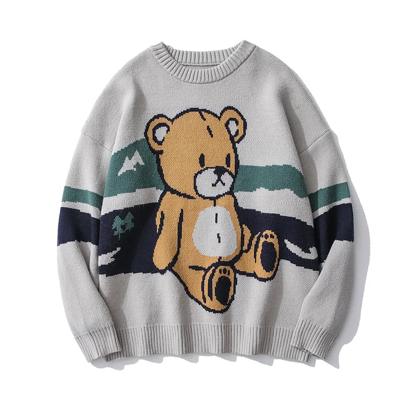 

Long Sleeve Japanese Funny Kawaii Cute Knitted Retro Sweater Harajuku Men Clothing Pull Homme Tops 2021 Pullover Sweter