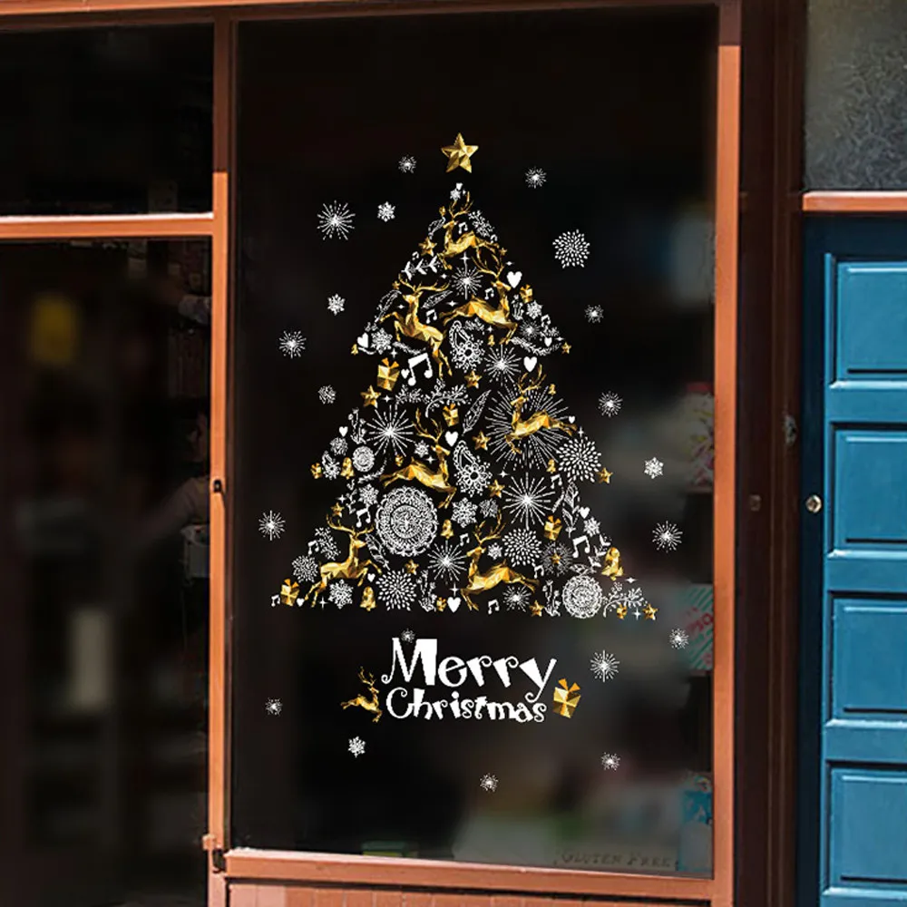 Цветок Дерево Decoracion Para Arbol De Navidad Рождество магазин окна украшения стены съемные