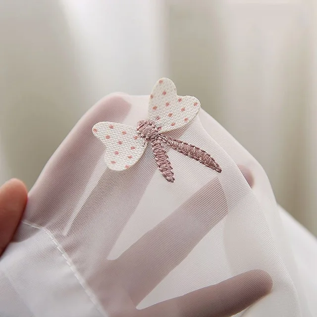 Thin Tulle Розовая вышивка бабочка плавающий тюль для спальни Роскошный Розовый изоляционный затемненный панельный шторы для гостиной MY070-40 - Цвет: Thin Tulle