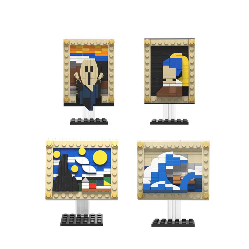 

MOC Famous Painting Pixel Art Starry Night Kanagawa Scream Pearl Building Blocks Mini Bricks Model Girl Gift Idea DIY Kids Toys