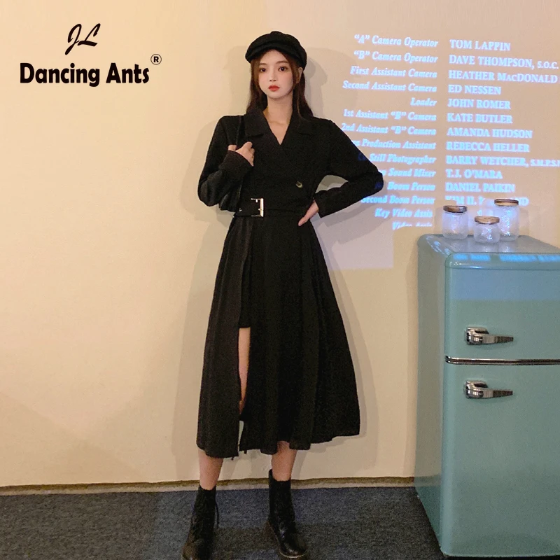 Женское платье рубашка с длинным рукавом готическое повседневное