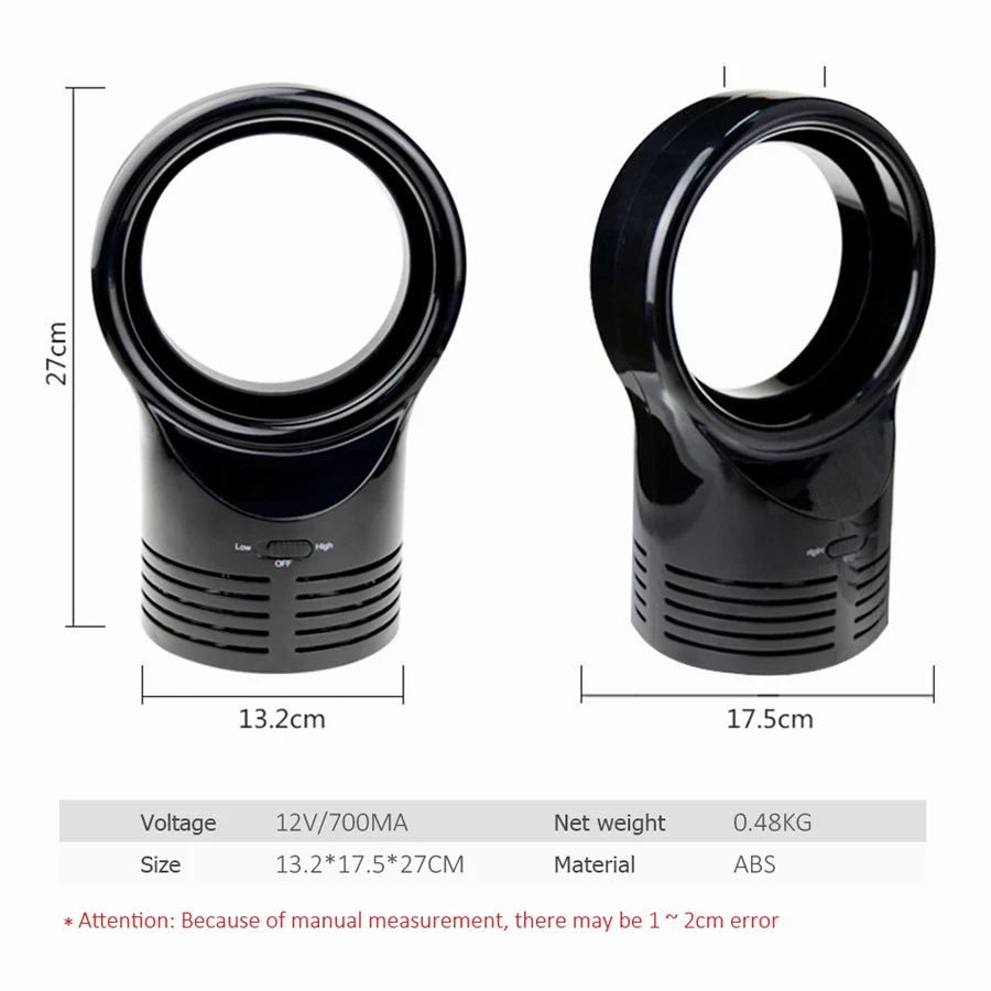 Электрический вентилятор Bladeless портативный охлаждающий мини-портативный с