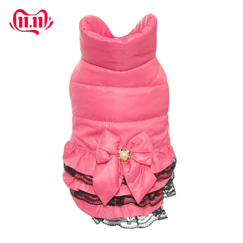 Ветрозащитное розовое пальто для собак кружевное платье костюм на две лапы