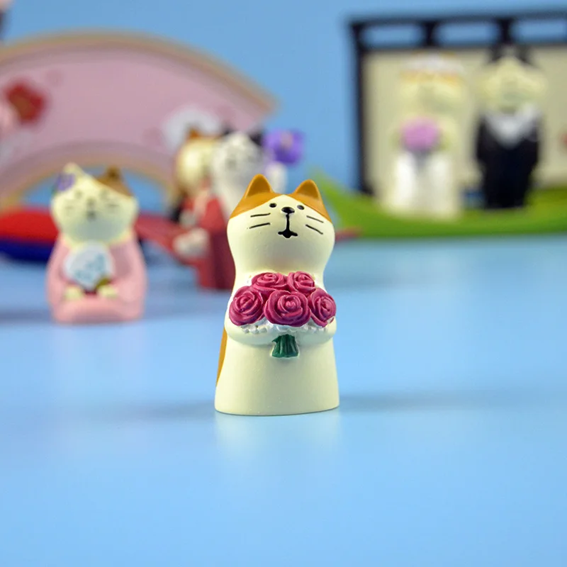 Японский каваи мультфильм Maneki neko талисман Шиба ину кролик Королевское свадебное украшение семья вечерние sakura экран миниатюрная фигурка - Цвет: cat bridesmaid