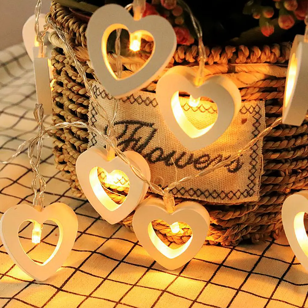 10/20LEDs Wooden Heart/Star/Xmas Tree Flexible Fairy Round Lights Bedroom Home Decor | Лампы и освещение