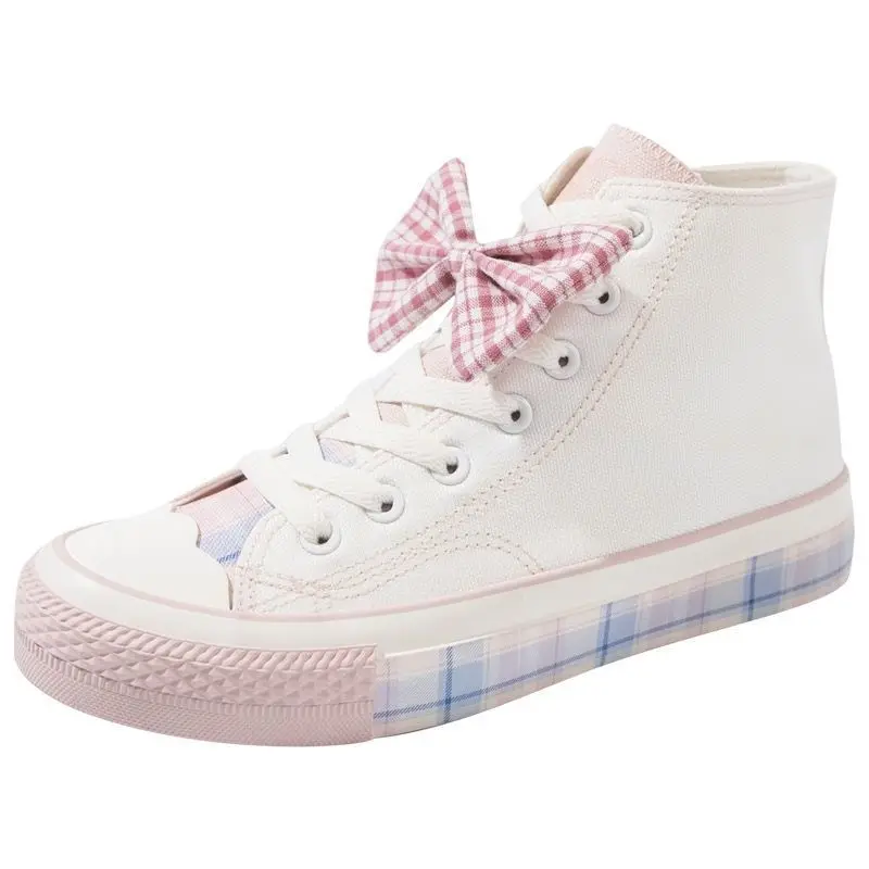 

Симпатичные холщовые туфли с высоким верхом для девочек, новинка 2021, Женская обувь в стиле "Лолита", универсальные холщовые кроссовки, повсе...