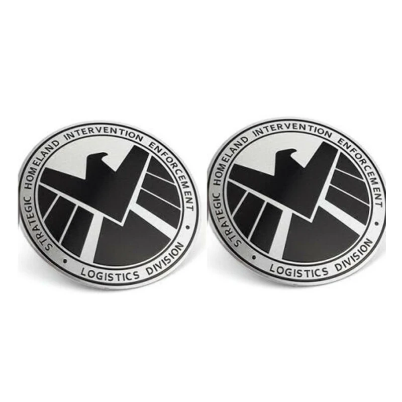 

2pcs Aluminium Alloy Metal Trail Rated round for AGENTS OF SHIELD Emblem Badge For Car Motorcycle Car Styling Stickers 7.5cm