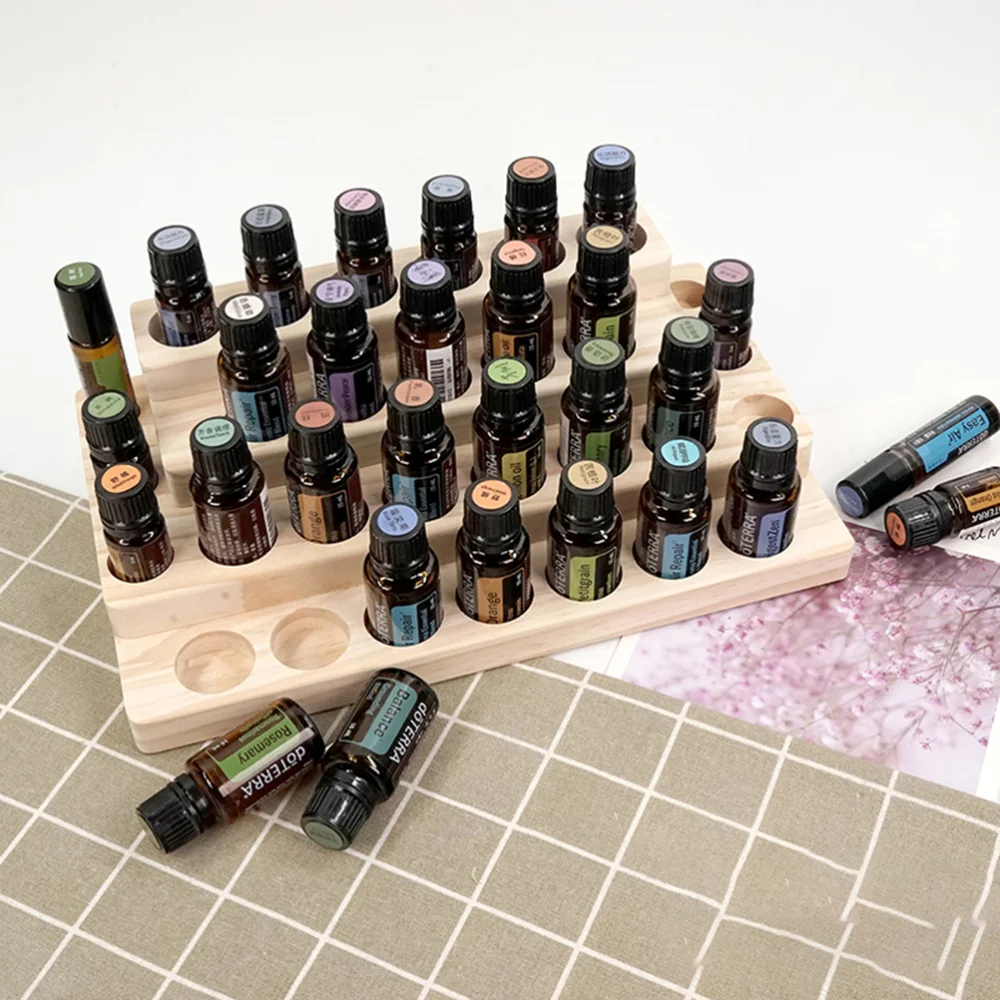 1pc 4-layer 30 Holes Wooden Essential Oil Box Aromatherapy Storage Rotatable Display Stand Desktop rack | Дом и сад