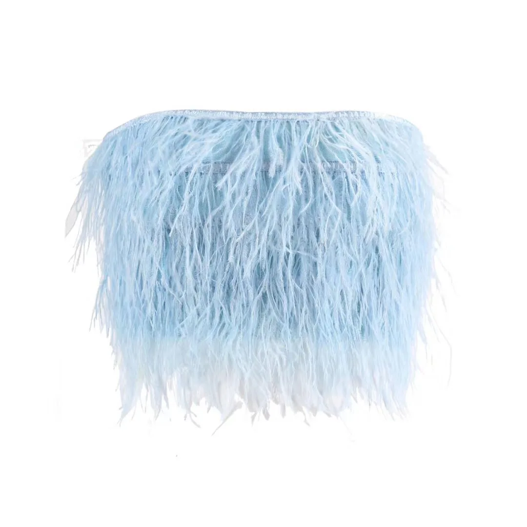 Топ женский без бретелек рукавов с перьями | Женская одежда