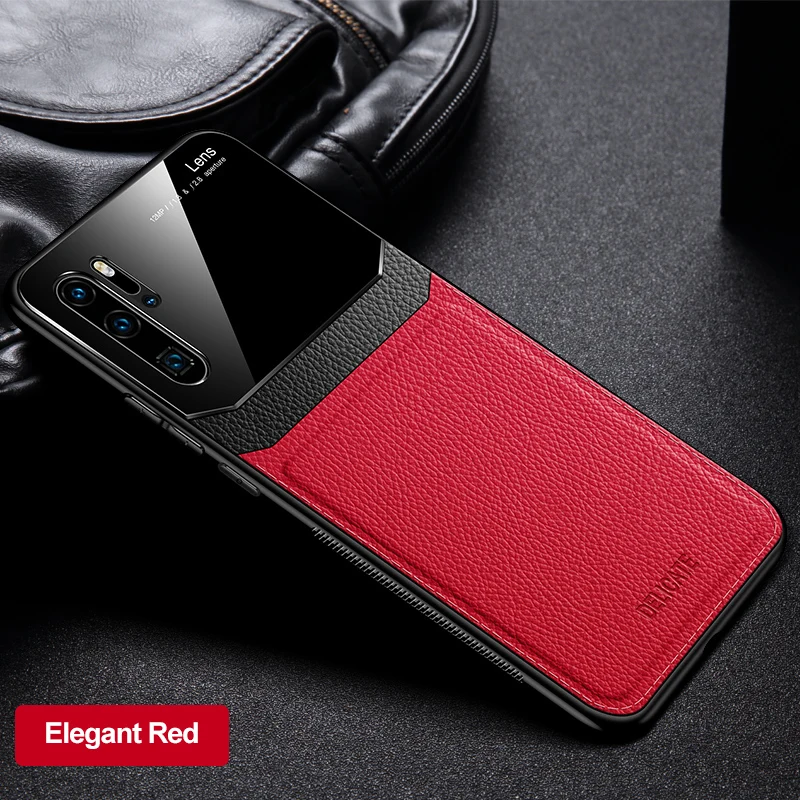 Чехол для телефона для huawei P30 Pro, чехол, модный органический Поликарбонат, зернистая кожа, с узором, Fundas для huawei P30 P20 Pro Lite, чехол - Цвет: Красный