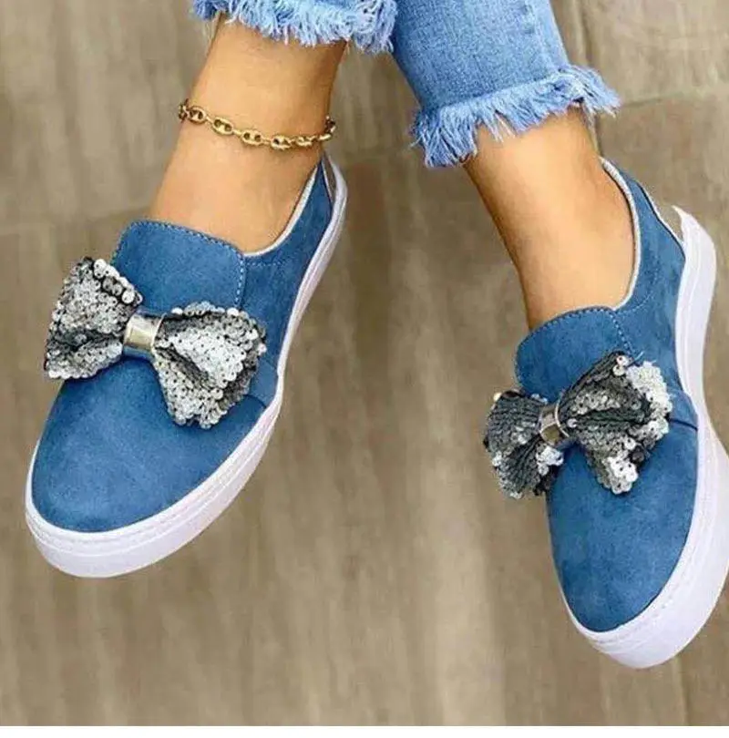 

Women 2021 Spring Canvas Shoes New Light Slip on Flat Ladies Casual Shoes Woman Loafers Sneakers Bow Flats Woman Walking Shoes