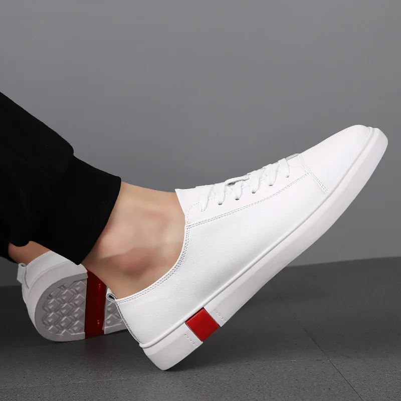 New Fashion Men Genuine Leather Casual Shoes Lightweight Breathable Flats Luxury Brand Men's White Walking Sneakers | Обувь