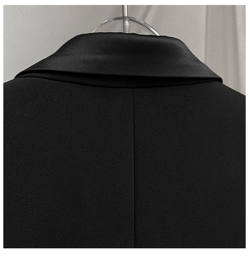 

[EAM] Women Black Contrast Color Short Blazer New Lapel Long Sleeve Loose Fit Jacket Fashion Tide Spring Autumn 2021 1DA395