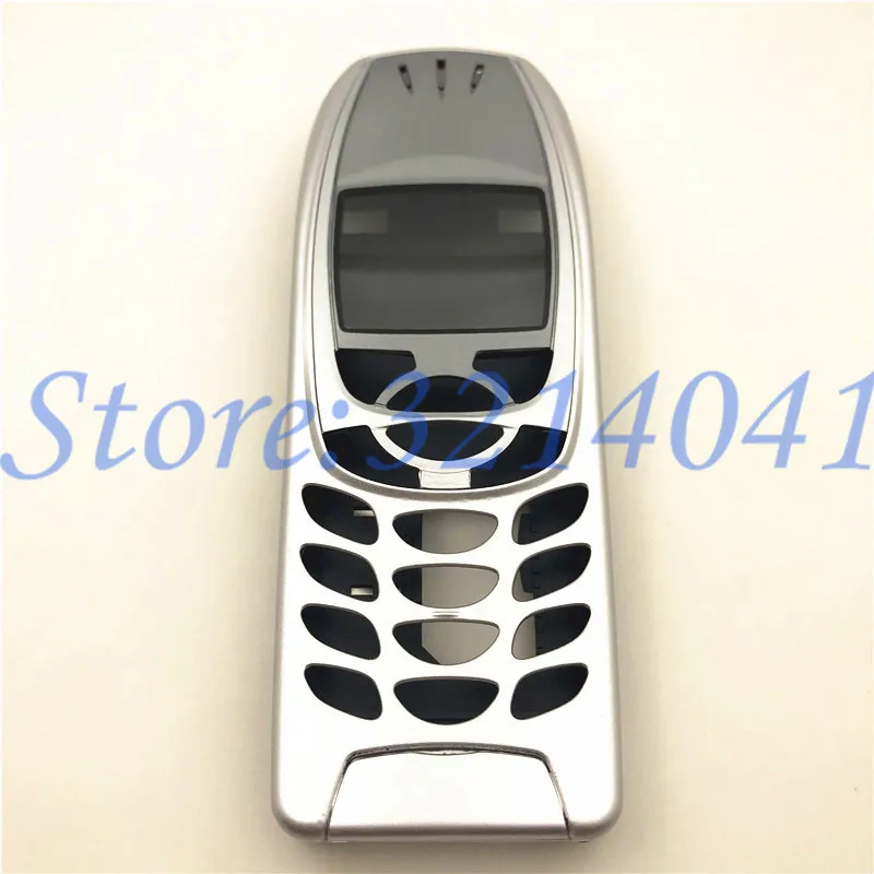 Новинка для Nokia 6310, чехол, корпус 6310i, Батарейная дверь, средняя рамка, передняя рамка, сменная часть, без клавиатуры телефона, клавиатура+ логотип - Цвет: Silver