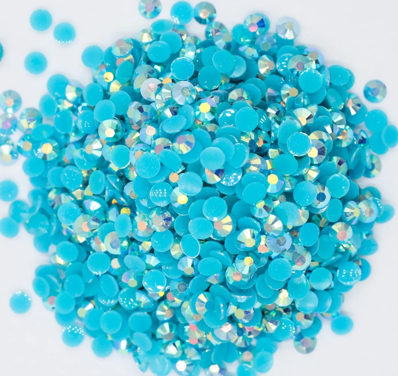 

Jelly Dark Aquamarine AB Color Flatback Resin Non hotfix Rhinestones in Bulk Package Plastic Nail Art Decoration