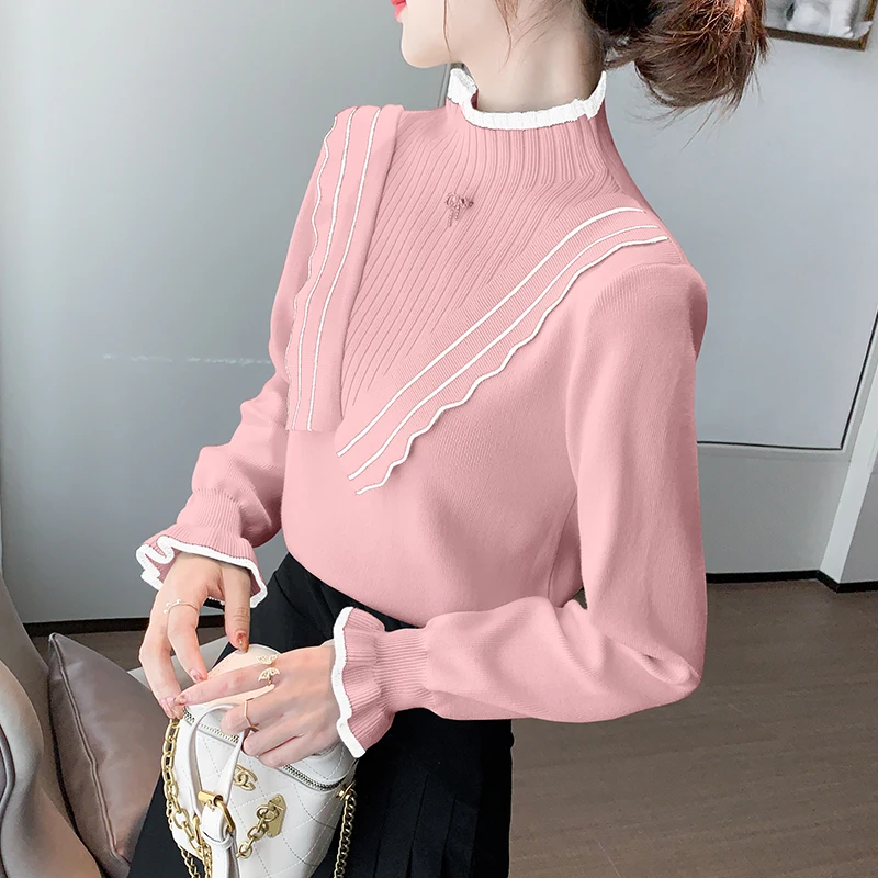 

Make spot good quality lady half a turtleneck new cultivate one's morality show thin coat black fungus and render knitwear