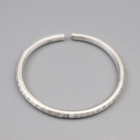 fine pure s999 sterling silver bangle women 4mmw fu figure bracelet 54 58mm 24 26g