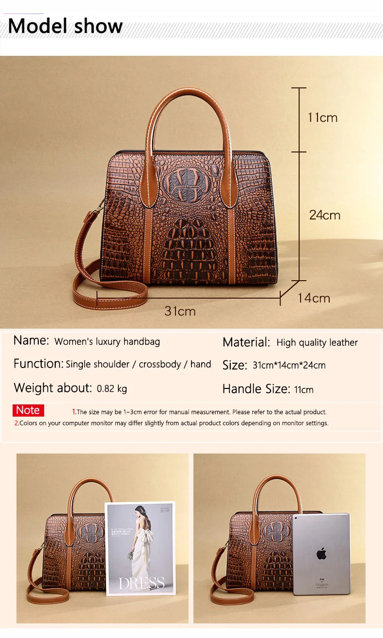 Brand luxury handbags women bags designer crocodile pattern lady handbag fashion shoulder crossbody bags for women tote bag