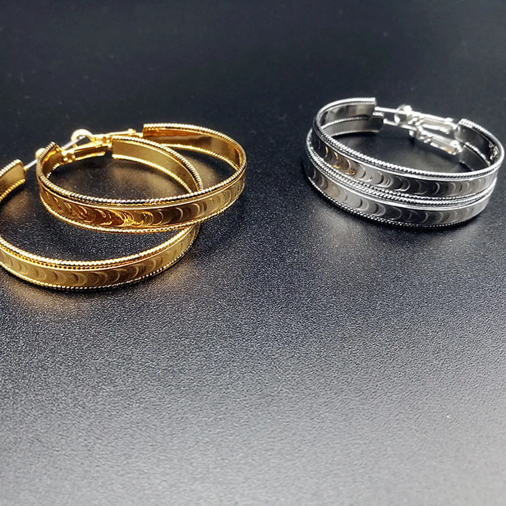 Eogoe новый дизайн модные блестящие круглые большие серьги для женщин девочек