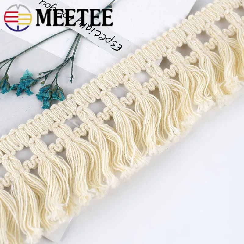 20Meters 45mm Wide Beige Cotton Fringe Lace Trim Fabric Tassel Ribbon DIY Sewing Curtain Edge Home Decor Garment Craft Material | Дом и сад