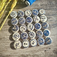 diy decorative natural wooden round buttons sailor anchor sewing accessories for needlework clothing handicraft scrapbook 15mm