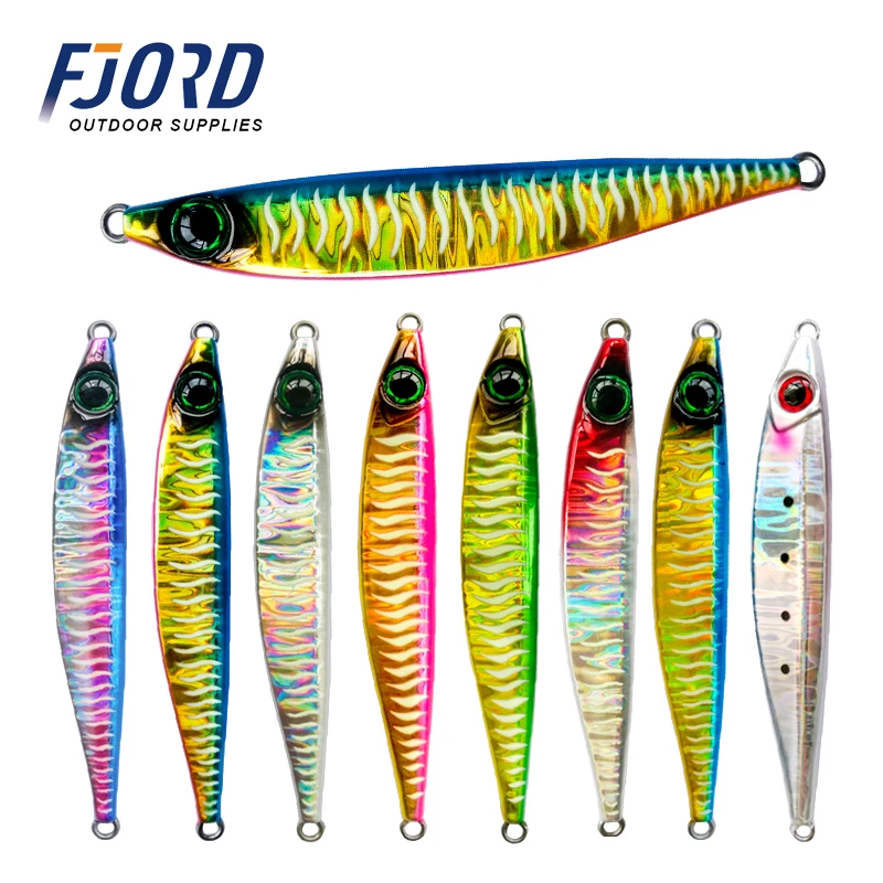 FJORD Sinking Laser Metal Jig Fishing Lure 40g 60g 80g 100g 6 colors Fish Luminous Jigging Speed Lead Tackle | Спорт и развлечения