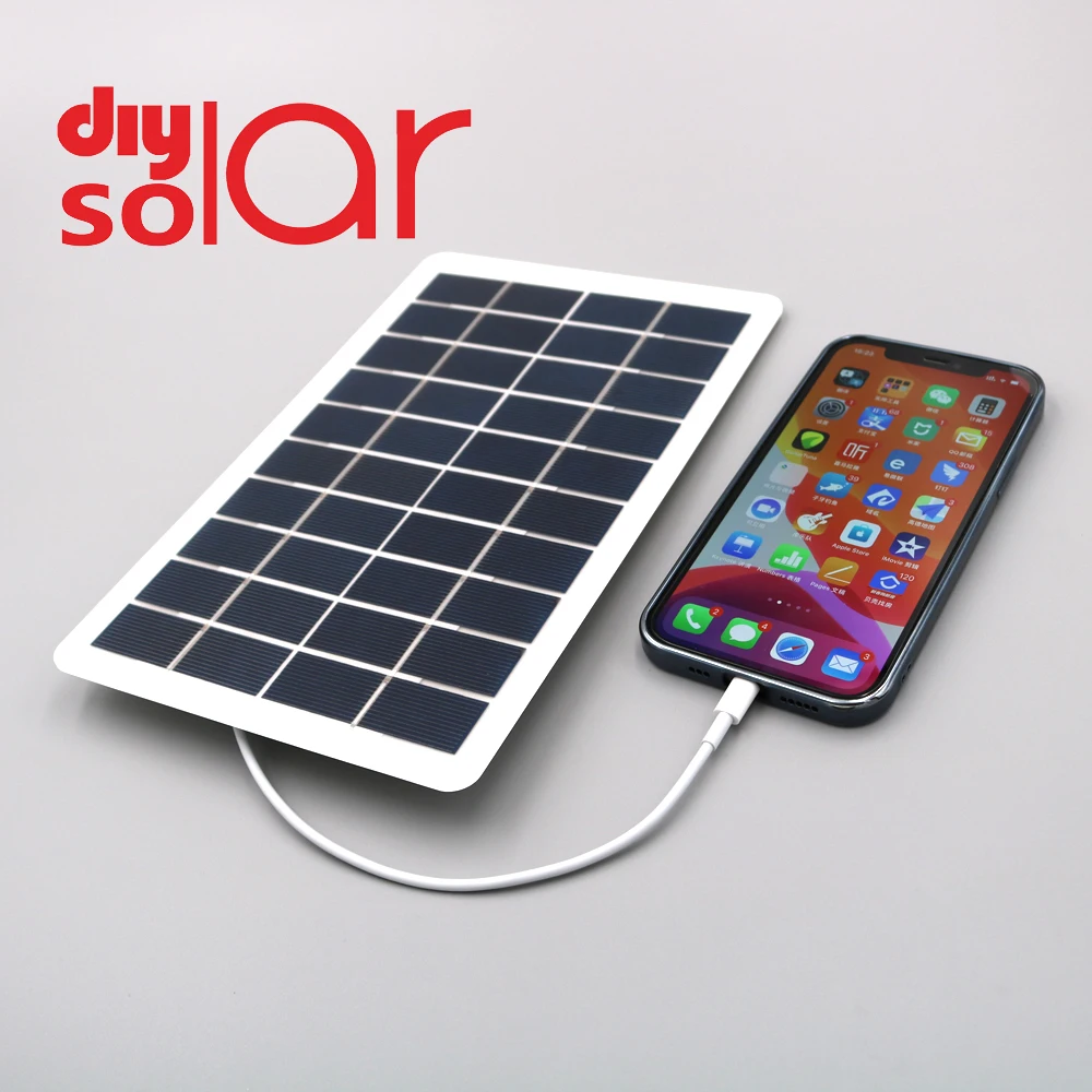 

5W 7.5W 5V Portable Solar Panel Solar System Phone Power Bank iphone 11 12 Xiaomi Samsung Huawei Cell Chargers X XS Smartphones