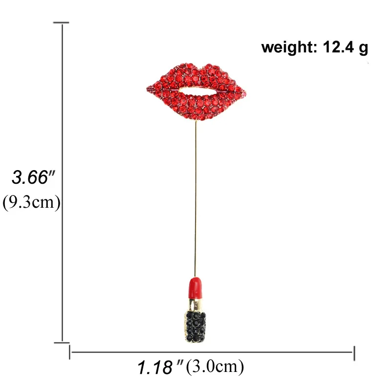 Новинка стразы красное слово сексуальные губы Женская Брошь длинная булавка