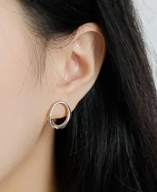 silver SHANICE 925 пробы серебряные серьги гвоздики для женщин девочек INS простой геометрический круг неправильные линии дети пирсинг ювелирные изделия - Окраска металла: silver