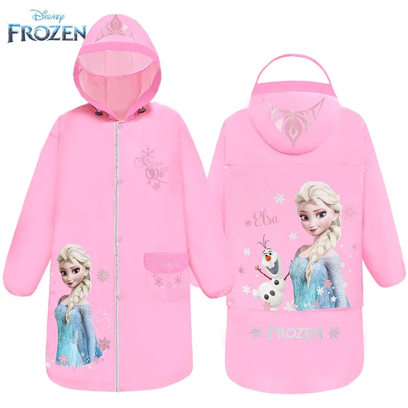 

Disney Children's Raincoat Frozen Princess Girls Student Big Hat Schoolbag Bad Card Thickened Raincoat