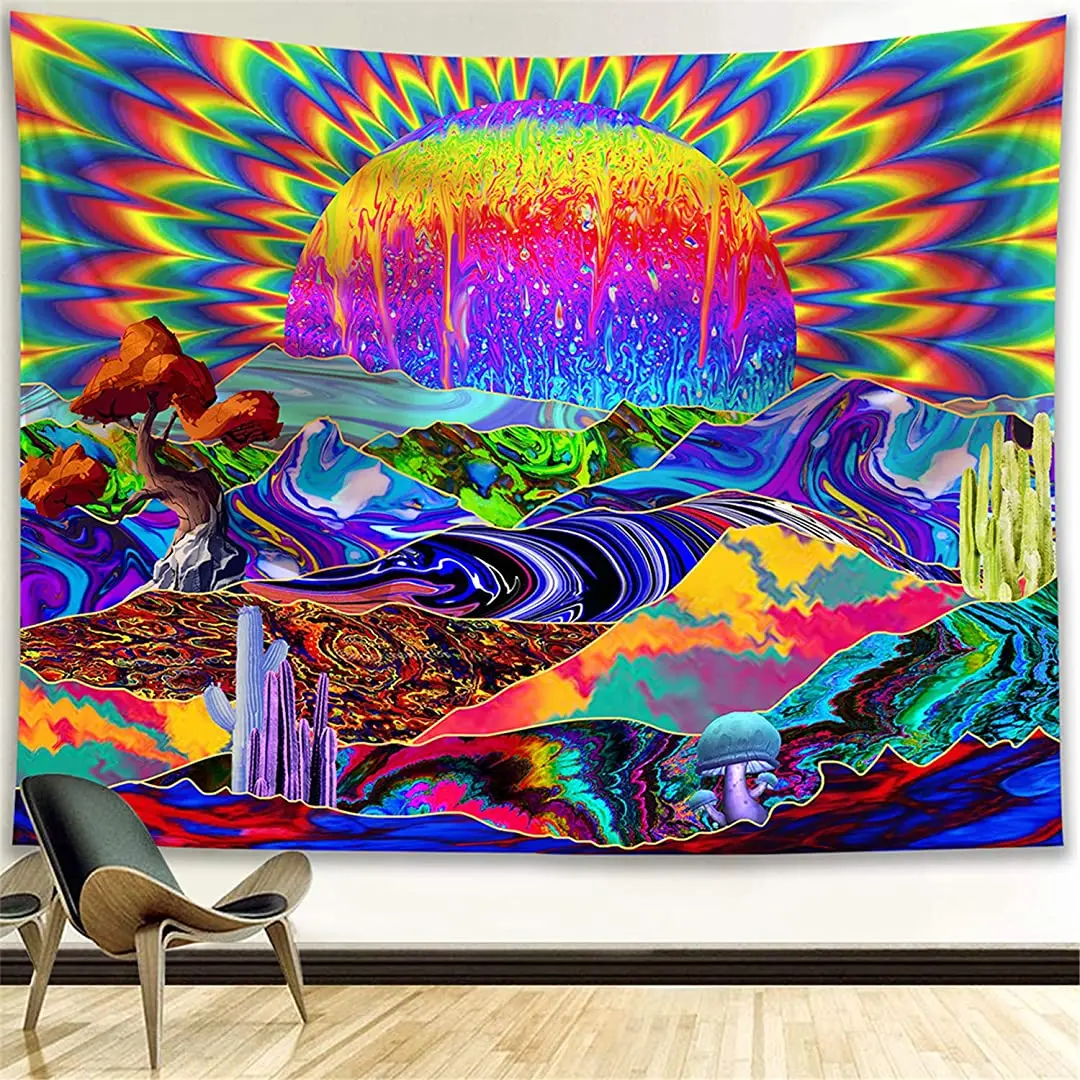 

Funeon Trippy Tapestry Wall Hanging Psychedelic Colorful Sun Tapestry for Bedroom Hippie Trippy Wall Tapestries Cool Small