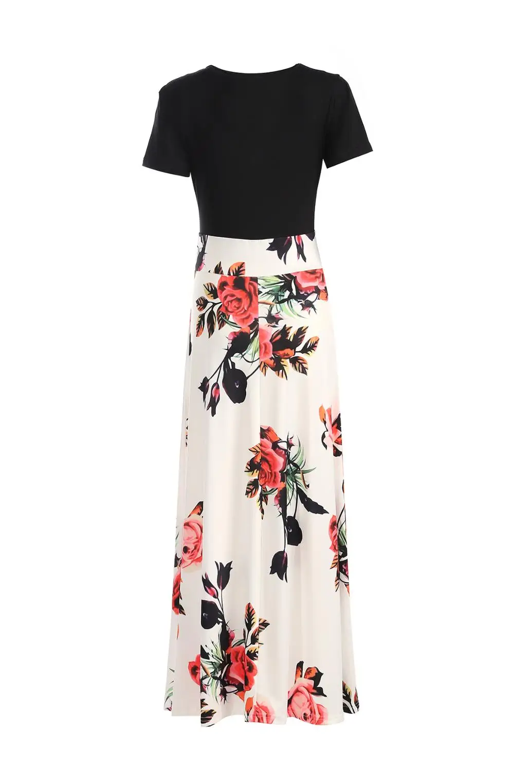 

2020 Summer Short Sleeve Embroidery Flower Pattern 5XL Large Women's Leisure Long Skirt Elegant Sexy O-Collar Women's long skirt