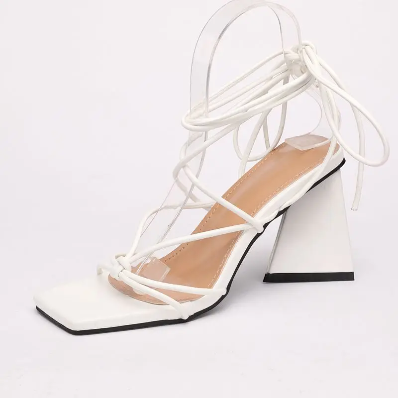 

Women's Thick Heel Sandals Bandage Solid Square Toe Western Style Ladies Shoes Fashion Outdoor Elegant New Women 2021